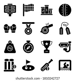 Pack of Sports Accessory Solid Icons 