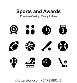 Pack of sports and awards icons up for premium use