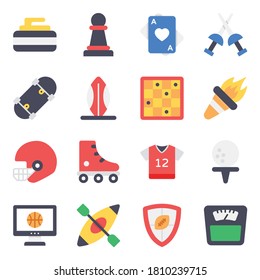 Pack of Sports Equipment Flat Icons 