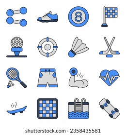 Pack of Sports Equipment Flat Icons
