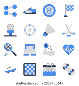 Pack of Sports Equipment Flat Icons
