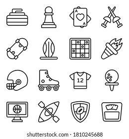 Pack of Sports Equipment Line Icons 