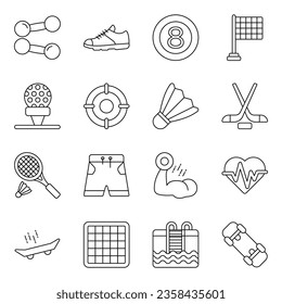 Pack of Sports Equipment line Icons
