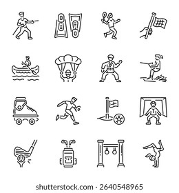 Pack of Sports Equipment Outline Style Icons 