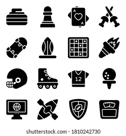 Pack of Sports Equipment Solid Icons 
