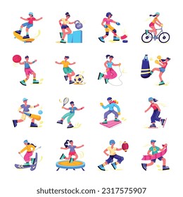 Pack of Sports Flat Illustrations 

