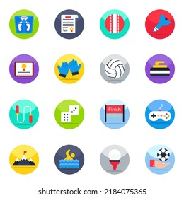 Pack of Sports and Games Flat Icons