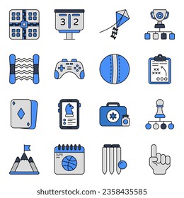 Pack of Sports and Games Flat Icons

