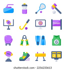 Pack of Sports Instruments Flat Icons 

