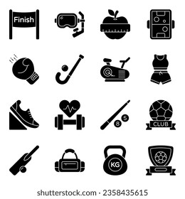 Pack of Sports Instruments glyph Icons
