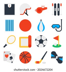 Pack of Sports Tools Flat Icons