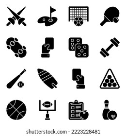 Pack of Sports Tools Solid Icons

