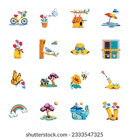 Pack of Spring Flat Icons 


