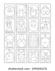 Pack of Squishy Colouring Page Vectors