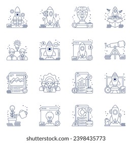 Paquete de iconos lineales de administración de inicio


