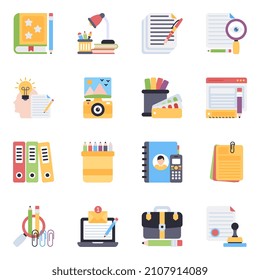 Paket mit Stationery Flat Icons

