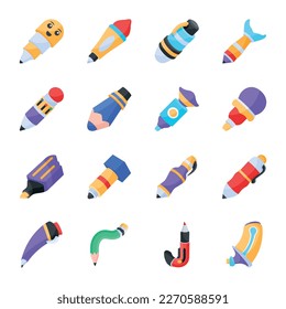 Paket mit Stationery Flat Icons 

