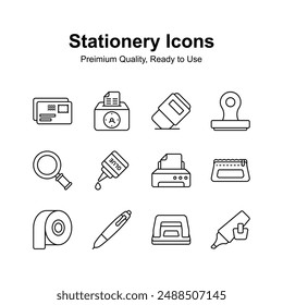 Pack of stationery icons in editable style ready to use vectors