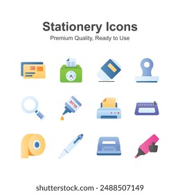 Pack of stationery icons in editable style ready to use vectors