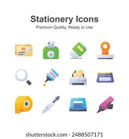 Pack of stationery icons in editable style ready to use vectors