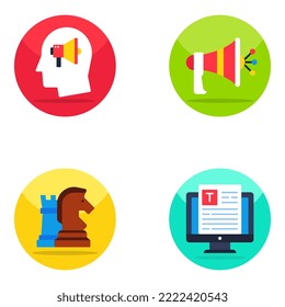 Pack of Strategy and Campaign Flat Icons 


