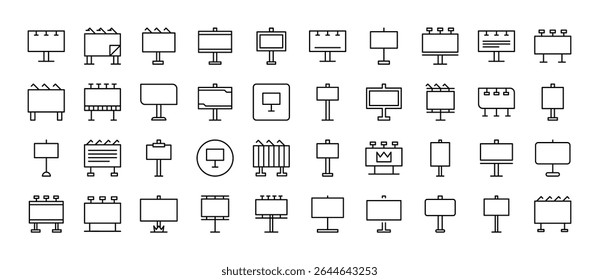 Pack of Street Banner Related Line Icons. Outline Signs for Graphic and Web Design, Apps, Adverts, Various Cards 