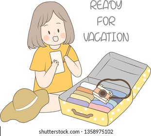 Pack suitcase ready for vacation