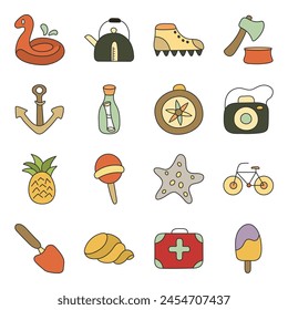 Pack Of Summer Accessories Flat Icon

