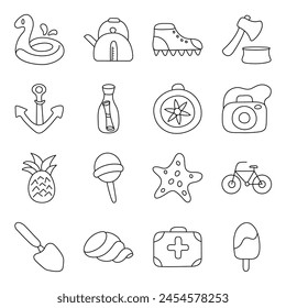 Packung Sommerzubehör Linearsymbol

