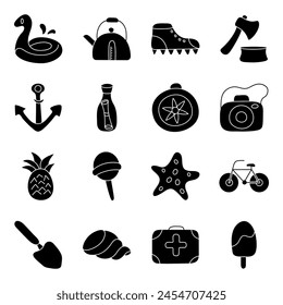 Pack Of Summer Accessories solid Icon

