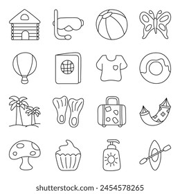 Pack Of Summer And Beach linear Icon
