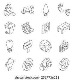 Paquete de verano y camping Flat Icon 

