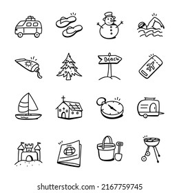 Pack of Summer Hand Drawn Icons


