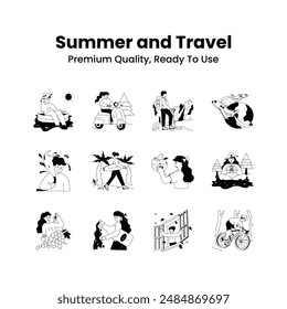 Pack of summer and travel illustrations, premium quality, ready to use