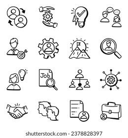 Pack of Team Management Doodle Icons
