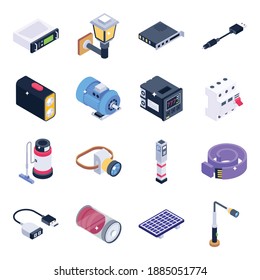 
Pack of Technology Devices Isometric Icons 