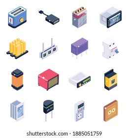 
Pack of Technology Gadgets Isometric Icons 