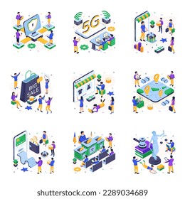 Pack of Technology and Law Colored Illustrations Vectors