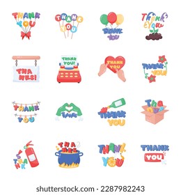 Pack of Thank You Flat Stickers 

