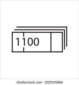 A pack of thousand one hundred bills. Thin lines