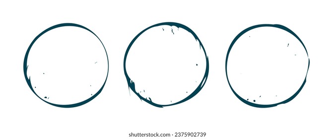 pack of three empty enso round frame in grungy style vector