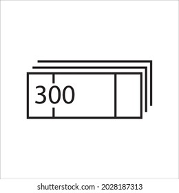 A pack of three hundred bills. Thin lines