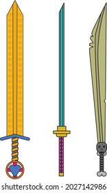 Paquete de tres espadas mágicas: gran espada, Katana y sable