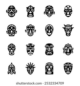 Paquete de iconos sólidos de cultura Tiki  

