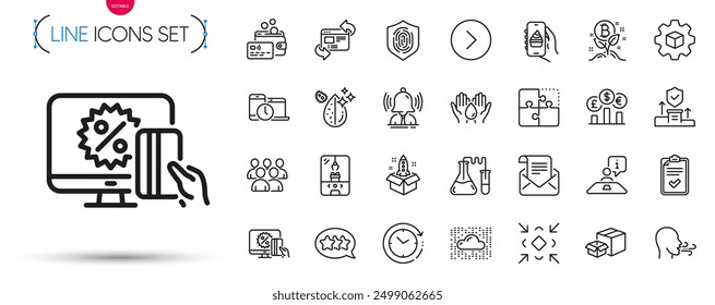 Pack of Time management, Product development and Breathing exercise line icons. Include Safe water, Minimize, Chemistry lab pictogram icons. Time change, Interview, Security agency signs. Vector