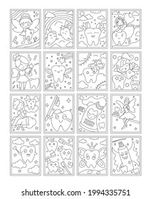 Pack of Tooth Fairy Coloring Page 