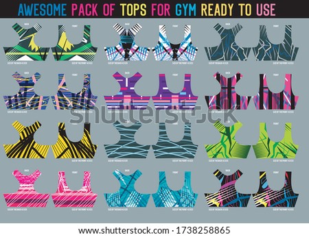 pack of tops for gym with mold ready to use,t-shirt design fashion vector set