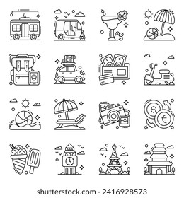 Pack of Tourism Linear Icons 

