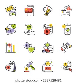 Paquete de Iconos dibujados por mano de gestión comercial 


