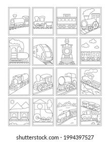 Pack of Trains Coloring Pages 